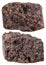 Two pieces of peat (turf) mineral stone isolated