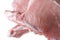 Two pieces of raw meat pork steak closeup isolated