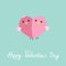Two pink birds in shape of half heart Love cart Flat design style Happy Valentines day card
