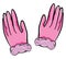 Two pink-colored cartoon gloves vector or color illustration