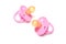 Two pink dummies or pacifiers