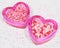 Two Pink Glass Hearts with Valentine\'s Sprinkles