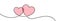 Two pink hearts continuous wavy line art drawing on white background