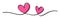 Two pink hearts continuous wavy line art drawing on white background