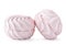 Two pink marshmallows on a white, isolated.