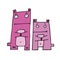 Two pink nice characters, vector illustration