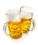 Two pint mugs of frothy cold beer