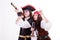 Two pirates on white background