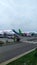 Two planes lined up at Halim Perdana Kusuma Airport