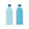 Two plastic bottles on a white background, empty and full. Flat style icons.