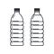 Two plastic bottles on a white background, empty and full. Flat style icons.