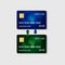 Two plastic credits cards with two arrows. Banking credit card money transfer concept.