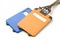 Two plastic luggage tags