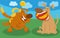 Two playful cartoon dogs comic animal characters