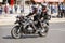 Two police officer from Dolphins Team on official motorbike riding during parade in the street in Ankara
