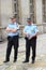 Two policemen standing guard in Gdansk