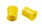 two polyurethane stabilizer bushings, yellow isolated on a white background