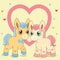 Two Ponies. Favorite Ponies. Lovely Pony. Vector Pony. Pony And Heart. Blue Pony. Pink Pony.