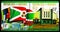 Two postage stamps printed in Burundi shows Flag and Post Office Buildings, 224 FBu - Burundian franc, U.P.U. Universal Postal