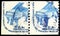 Two postage stamps printed in United States shows Steinway Grand Piano,1857, Americana Issue serie, circa 1978