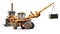 Two powerful wheeled front loaders for transporting bulky goods on a white isolated background. Construction equipment.