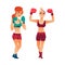 Two pretty boxer women, girls in boxing gloves