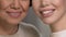 Two pretty women demonstrating perfect smile, dentistry care, health lifestyle