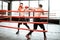 Two professional boxers fighting at the gym