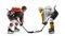 Two professional hockey players start the game. Fight for the puck. Sports emotions. Hockey concept. Isolated