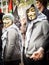 Two protesters wearing the Anonymous mask at Sydney townhall.