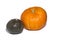 Two pumpkins isolated on a white background