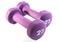 two purple dumbells