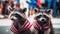 Two raccoons dressed up in US patriotic outfits celebrating the Independence Day. AI generative image.