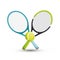 Two racket tennis ball icons graphic