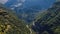 Two rads in mountain in National Park of Tzoumerka, Greece Epirus region. Mountain