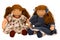 Two rag dolls sitting