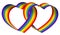 Two rainbow entangled ribbon hearts