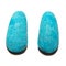 Two rare excellent quality turquoise cabochons on white background