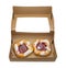 Two raspberry danish in a cardboard box