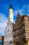 Two Rathaus buildings at Marktplatz square Rothenburg ob der Tauber Old Town Bavaria Germany