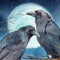 Two ravens under the moon