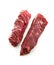 Two raw hanger steaks or hanging tenderloin isolated on white background