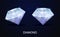 Two realistic faceted diamond gemstones