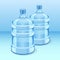 Two realistic plastic bottles for office water cooler