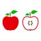 Two red apple icons - vector