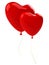 Two red balloons hearts