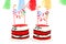 Two red birthday cakes for twin babies