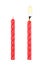 two red birthday candles isolated on white