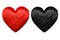 Two red-black hearts