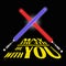 Two red and blue light future sword and text may the fourth be with you eps10